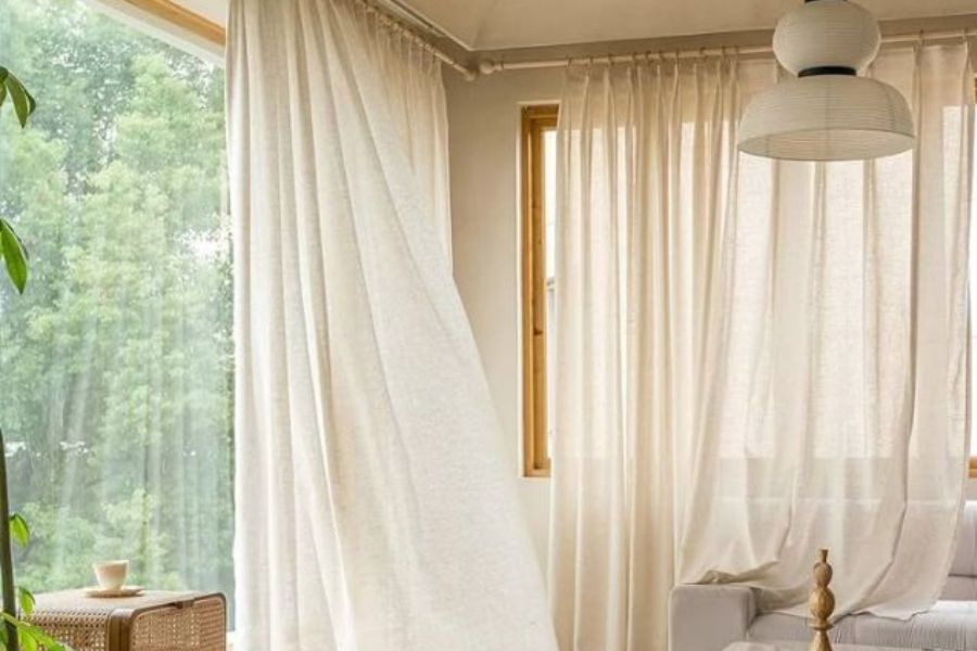 Living Room Sheer Curtain Fabric by Gaurika Fabrics