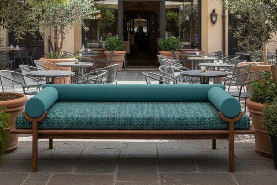 Luxury jacquard fabric sofa design by Gaurika Fabrics for home interiors