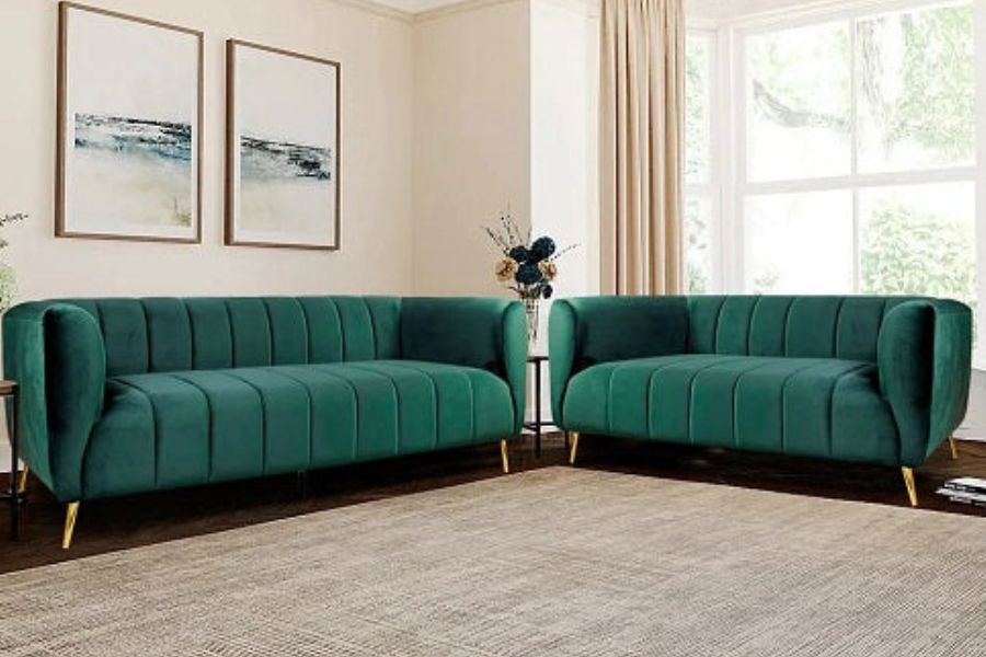 Designer velvet fabric sofa for modern luxury interiors