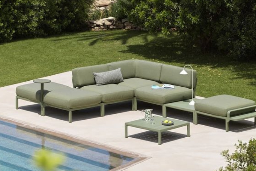 Weather resistant outdoor cushion fabric for patios and hotels by Gaurika Fabrics