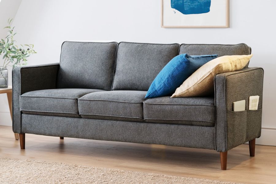 Linen fabric sofa with elegant texture for modern living room