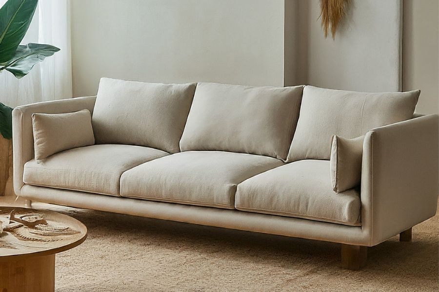 Linen blend fabric for sofa upholstery with durable weave