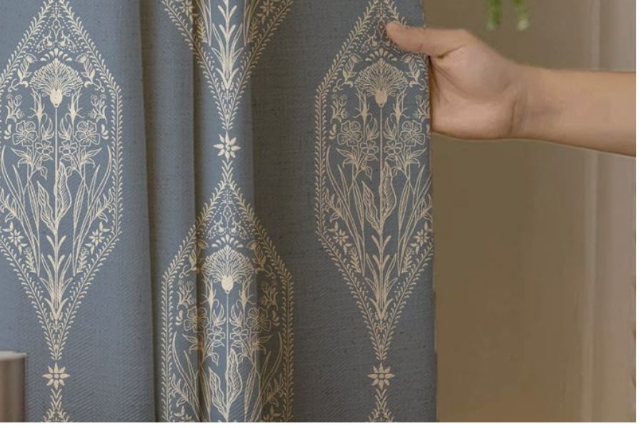 Buy curtain fabric online from Gaurika Fabrics for modern Indian living rooms