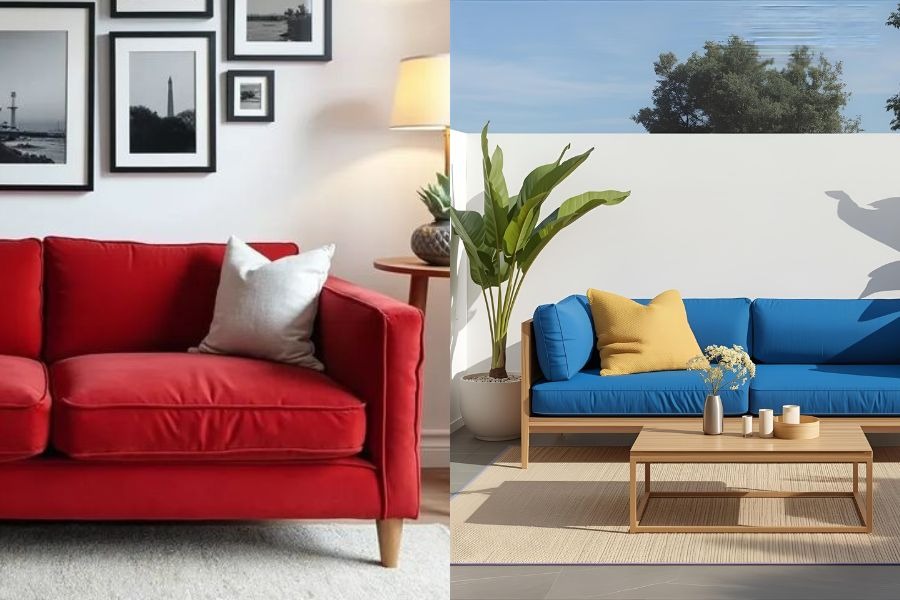 Indoor outdoor fabric for sofa and upholstery in modern Indian homes