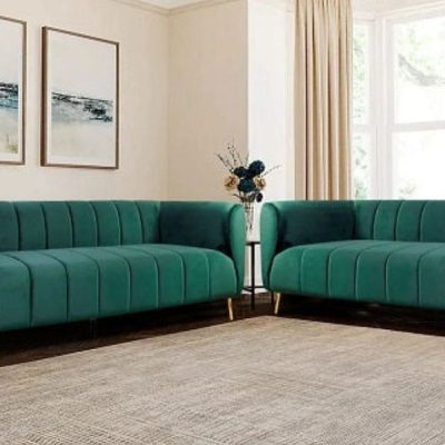 Designer velvet fabric sofa for modern luxury interiors