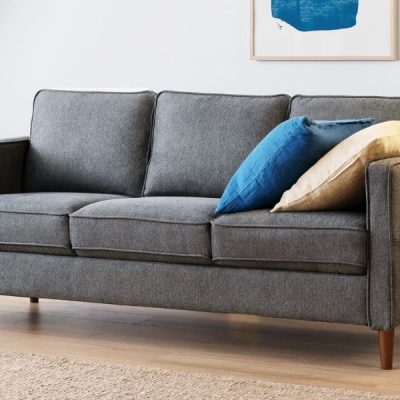 Linen fabric sofa with elegant texture for modern living room