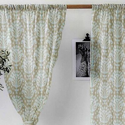 Ikat curtain fabric with traditional Indian patterns for living room interiors